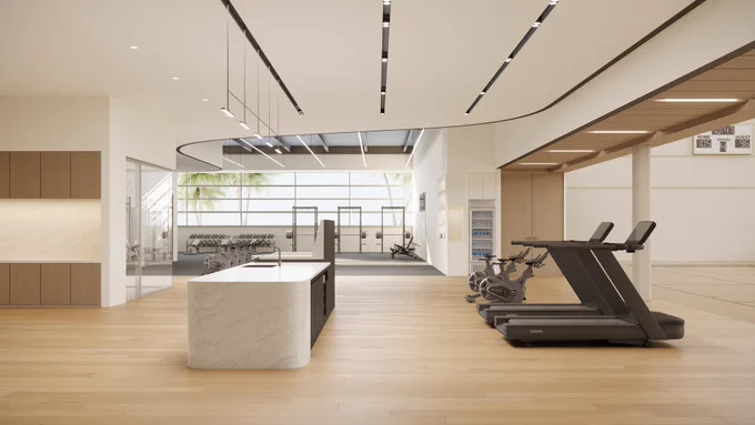 Renderings of the Sparks fitness and recovery areas. 