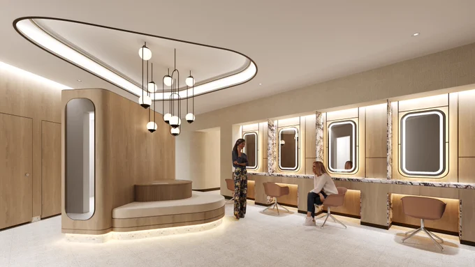 Renderings of Salon stations inside locker room. 
