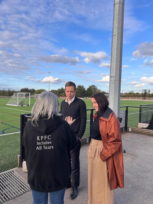 Stephanie Peacock MP on a visit to Kiveton Park FC