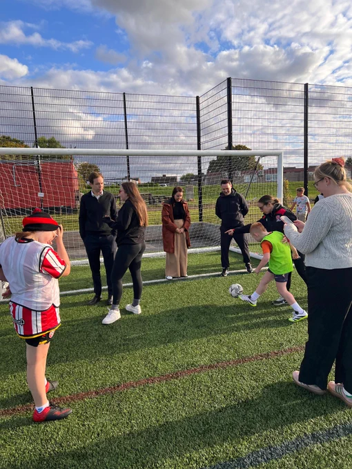 Stephanie Peacock MP on a visit to Kiveton Park FC