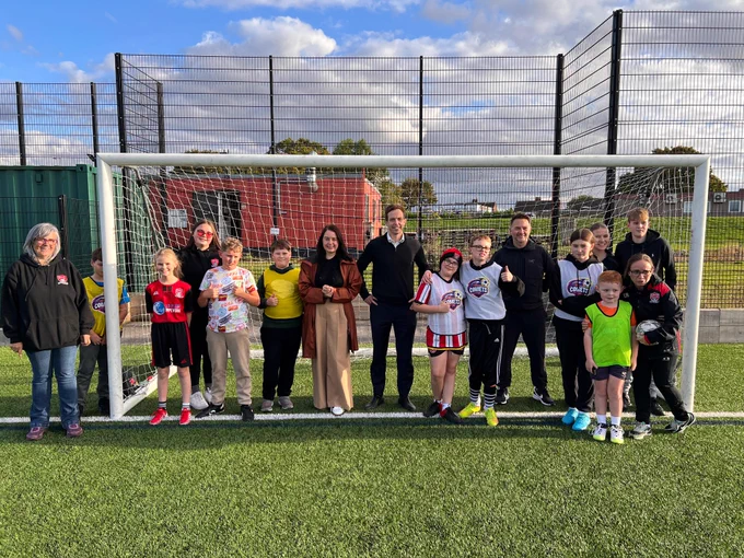 Stephanie Peacock MP on a visit to Kiveton Park FC