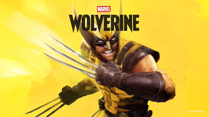 Marvel's Wolverine art featuring Wolverine on a yellow background. His claws are drawn and he looks angry. 