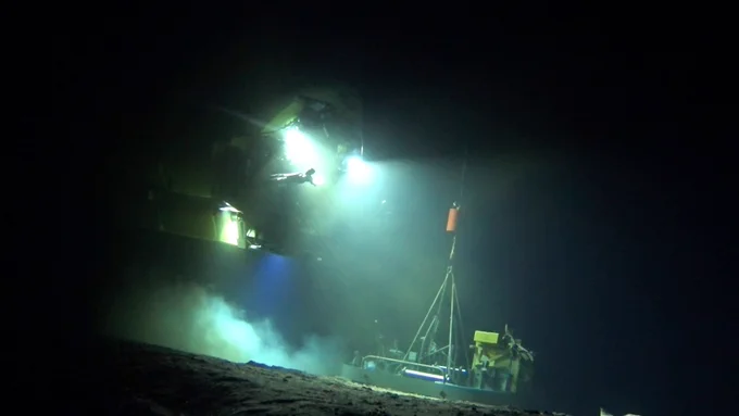 Photo: The Nautile working on the Seamon East station at 1700 m depth. Credit: Ifremer, Momarsat 2025/Nautile