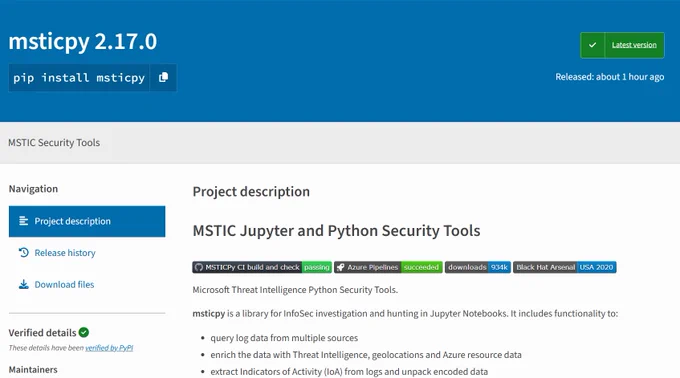 PyPI Release page for mystic Pie