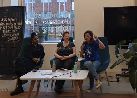  three women writers sitting down answering questions
