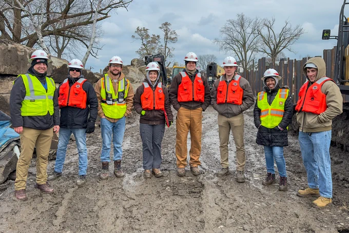 U.S. Army Corps of Engineers Buffalo District team members tour repairs at Vermilion Harbor’s East and West Piers in Vermilion, Ohio, Dec. 11, 2024. The visit provided perspective on recently completed repairs and upcoming construction that enables Vermilion’s harbor to stay safe and economically viable. (U.S. Army photo by Andre’ M. Hampton)