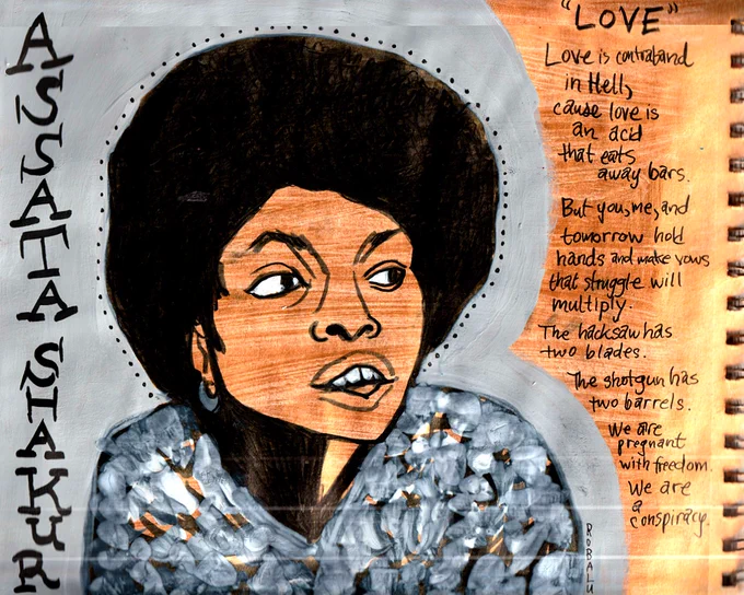 Illustration of Assata Shakur's poem "Love"