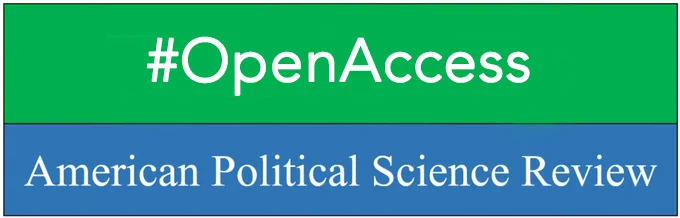 APSR logo featuring the hashtag "#OpenAccess" in white text on a green background above the name "American Political Science Review" in white text on a blue background.