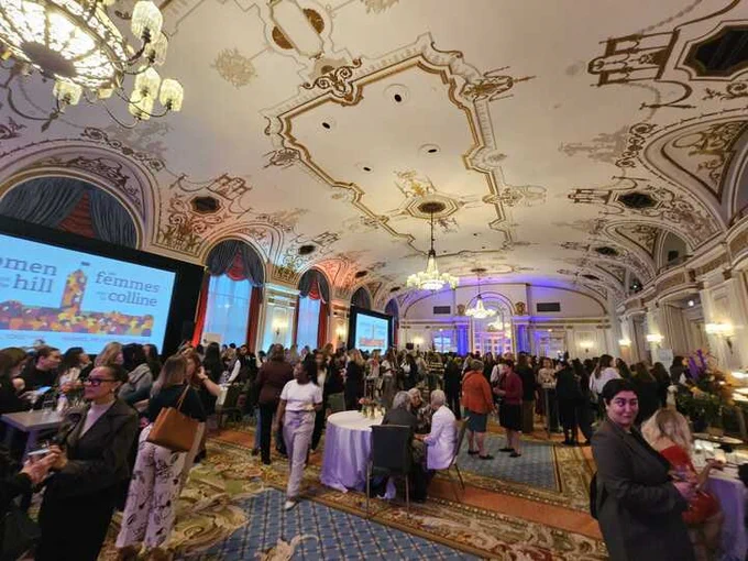 A photo of inside the event in the ballroom.