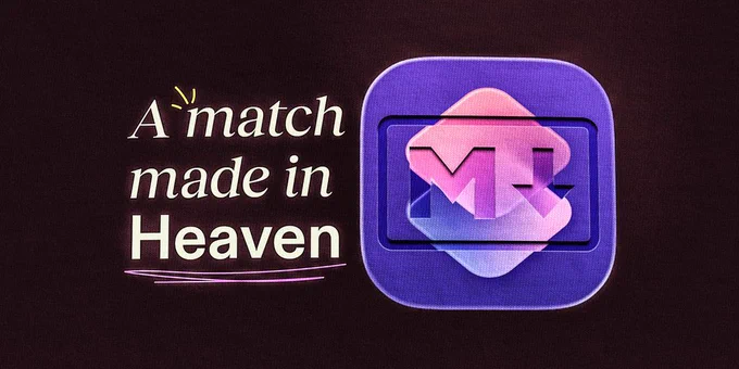 T-shirt style graphic with the phrase "A match made in heaven" next to a combo of the Markdown logo and Apple's Shortcuts logo.