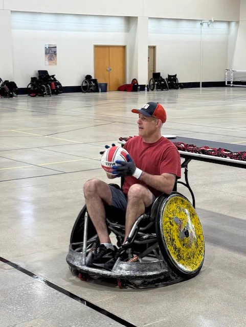 Dr. Carmen DiGiovine playing wheelchair rugby