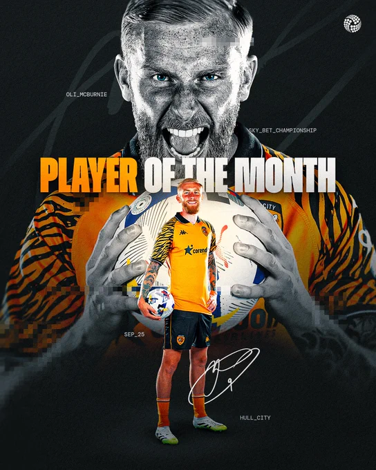 Oli McBurnie's September Sky Bet Player of the Month graphic. 