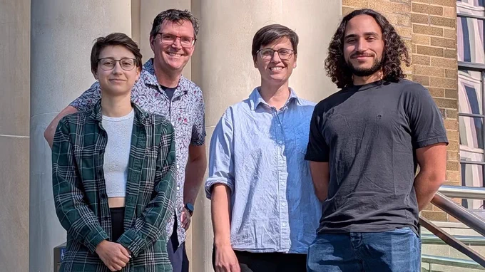 From left: U of T researchers Elizabeth Chaney, Alexander Ensminger, Beth Nicholson and José Santé isolated a new phage, named LME-1, and showed that it could infect the bacteria that causes Legionnaires' disease