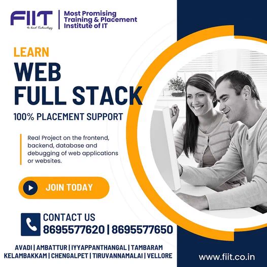 You can work on the frontend, backend, database and debugging of web applications or websites.
Join Today and Get 100% Placement Support.

#webdevelopercourseinchennai #webdevelopercourse #webdeveloperjobs #fullstackjobs #fullstackcoursesinchennai #fullstackdeveloper #FullStackDevelopmentCourse #fullstackdeveloperjobs2023 #Thiruvannamalai #chennai #institute #complutertraining #placement #jobopportunity #Technology #manualtesting #ArtificialIntelligence