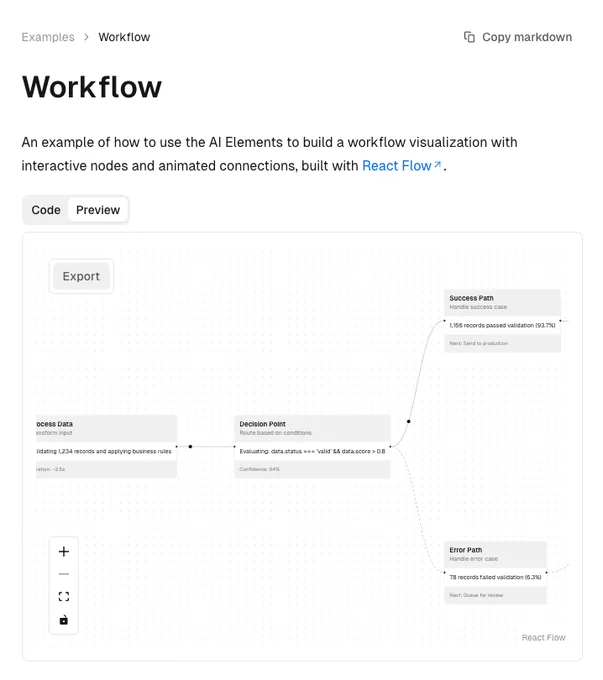 screenshot of workflow example