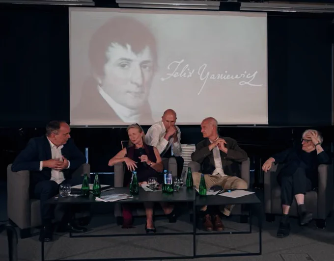 From left to right: Artur Sklener, Josie Dixon, Interpreter, Sebastian Gottschick, Stanislaw Leszczynski