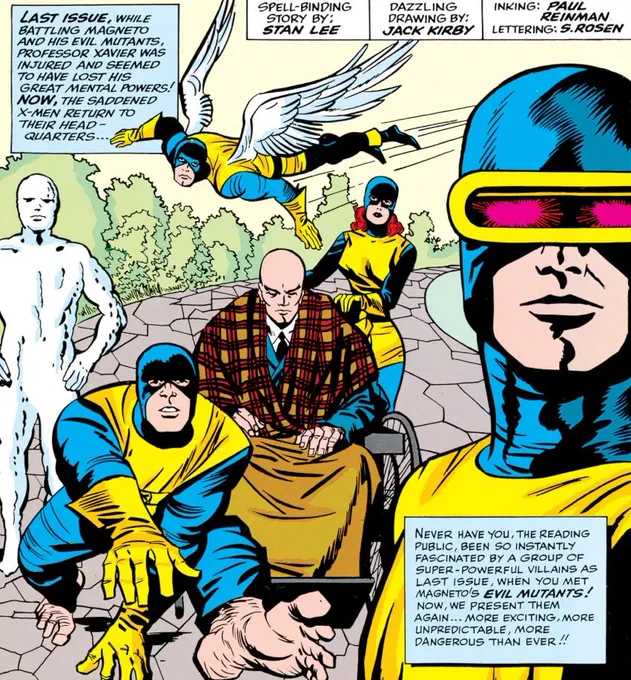 The Xmen surrounding an injured Professor Xavier on a wheelchair