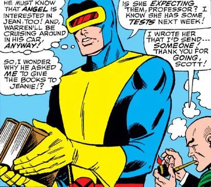 Cyclops is about to deliver books to Jean under Professor X's command