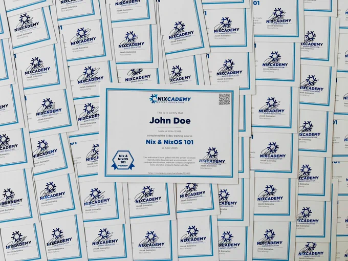Over 80 certificates 📃 for Nix 101 trainings are being handed out in the next 5 weeks (West & East Coasts 🇺🇸). 