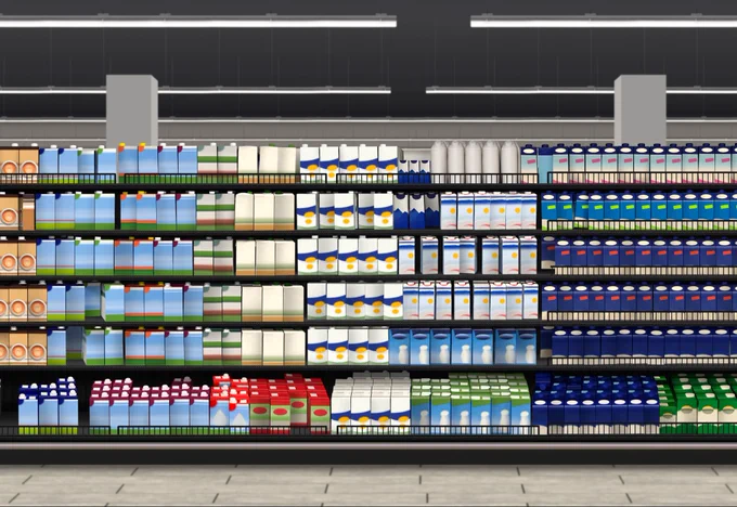Supermarket Shelf Mockup with Brandless Milk and Dairy Cartons – Packaging and Retail Design Template
 High-quality supermarket shelf mock-up featuring rows of brandless milk and dairy cartons in realistic lighting. Ideal for packaging designers, retail planners, and brand managers creating product presentations, planograms, or advertising visuals. Clean, professional layout for showcasing packaging design concepts in a grocery or retail environment.

https://www.shutterstock.com/g/Hitra?rid=193867524&utm_medium=nativeapp&utm_source=ctrbreferral-link
 #supermarketmockup #packagingmockup #retaildesign #groceryshelf #milkcartonmockup #dairymockup #storeinterior #productdisplay #brandlesspackaging #fmcgdesign #packagingtemplate #planogram #visualmerchandising #storemockup #retailvisualization #productpresentation #supermarketdesign #marketingmockup #brandingtemplate #3drender