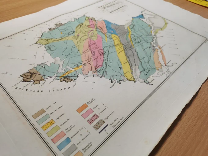 Geological map of Anglesey from J.S. Henslow's 1822 article Geological Description of Anglesea. Credit: Cambridge Philosophical Society.
