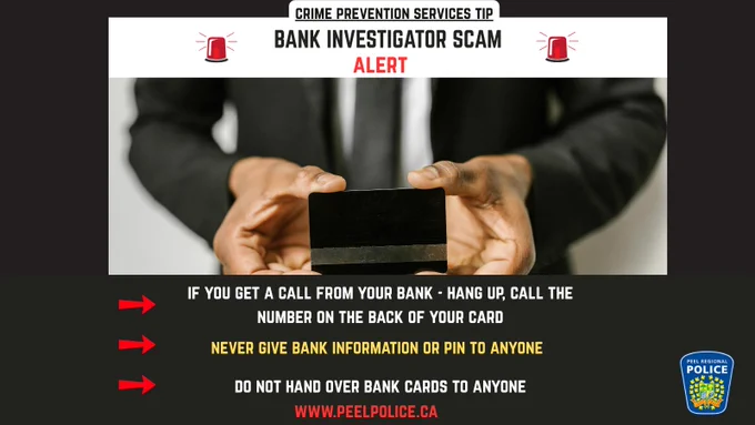 🚨 SCAM ALERT: The “Bank Investigator” Trick 🚨
Scammers are pretending to be bank investigators or fraud officers — and they sound convincing. They’ll claim there’s suspicious activity on your account and ask for your help to “catch a criminal.” But here’s the truth — they’re the criminals.
💰 How the Scam Works:
⚠️ You get a call, text, or email from someone claiming to be from your bank or even the police.
⚠️ They’ll ask you to move your money, share your card or PIN, or hand over cash “for investigation.”
⚠️ They’ll tell you there are fraud alert charges on your card and need to investigate it.
⚠️ They may even spoof real phone numbers to appear legitimate.
🚫 Don’t Fall for It:
✅ Banks and police will never ask for your banking information, PIN, or to move your money.
✅ Hang up and call your bank directly using the number on the back of your card.
✅ Report suspicious calls to your local police and the Canadian Anti-Fraud Centre.
💡 Scammers prey on fear and urgency - Stay calm