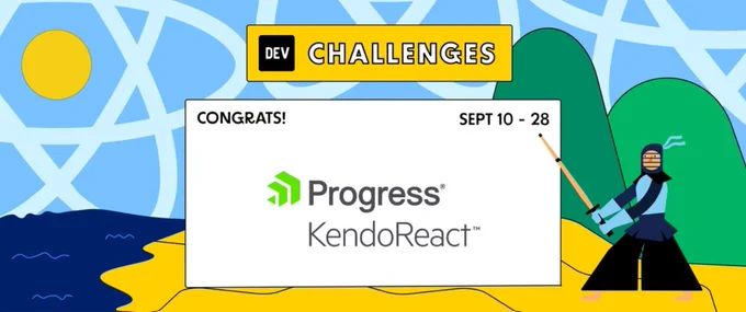 KendoReact Free challenge with DEV comminity banner