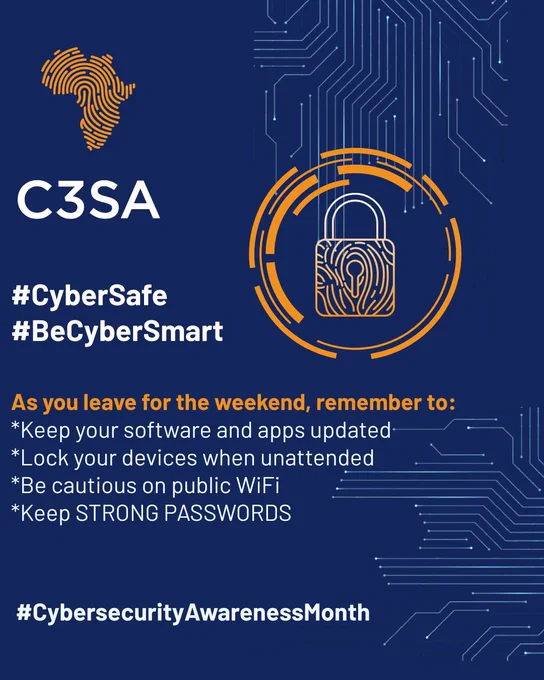 A cybersecurity awareness month poster from a cybersecurity centre.