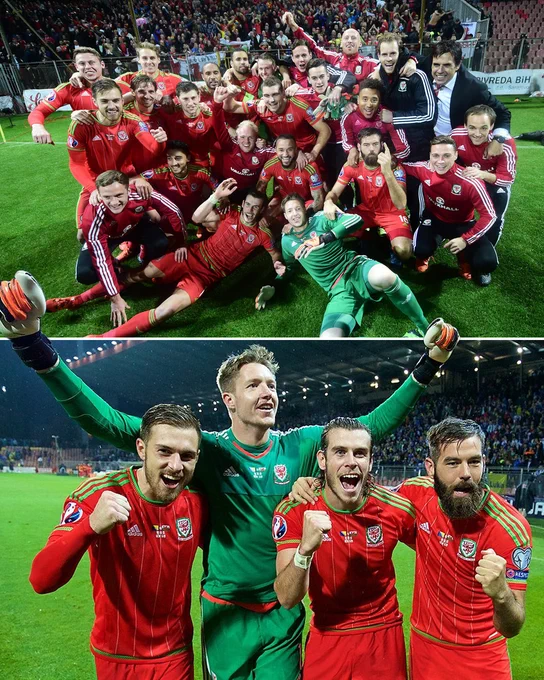 Cymru celebrate qualifying for EURO 2016.