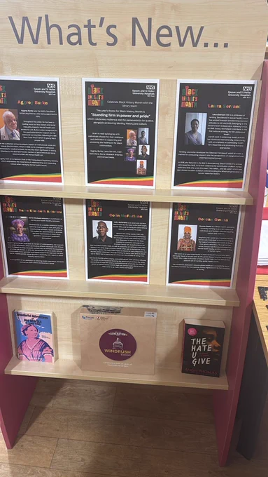 Black History Month display in the Sally Howell Library in Epsom