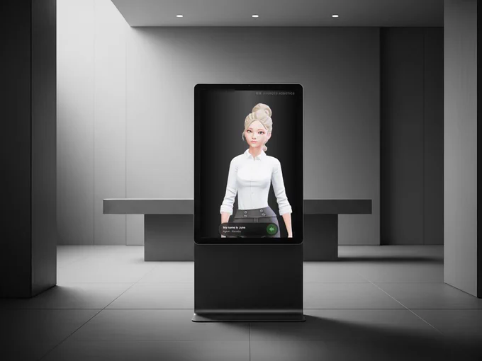 A digital signage kiosk powered by Spatial Agents