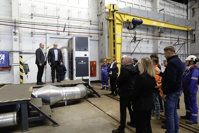 SVRP steel cutting ceremony: Mr Andzej Aksman, Project Director at Rementowa Shipbuilding, with Kevin Hobbs, CEO of CMAL.