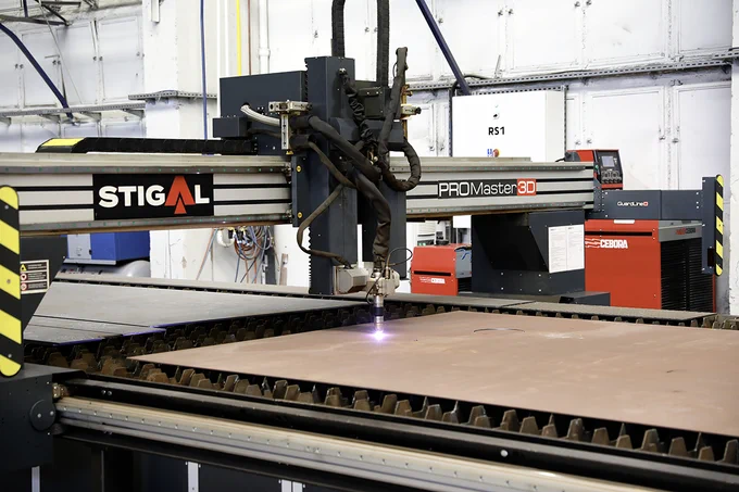 Steel cutting taking place at Rementowa Shipbuilding, Gdańsk, Poland