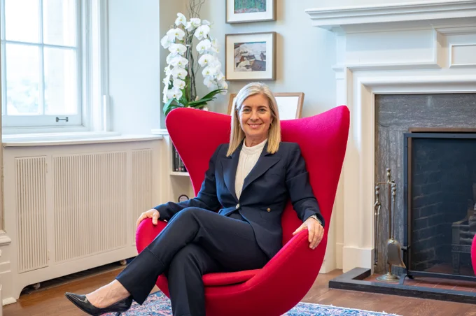 President Melanie Woodin in her office at U of T (photo by Lisa Sakulensky)