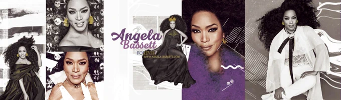 Angela Bassett Forever header based on purple and yellow colors with black&whites
