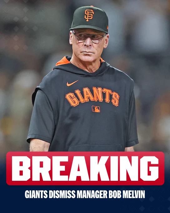 BREAKING: Giants dismiss manager Bob Melvin
Pictured: Bob Melvin looks of into the distance in a black and orange Giants sweatshirt.