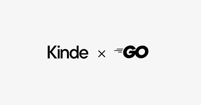 Black type on light background. Kinde logo and Go logo.