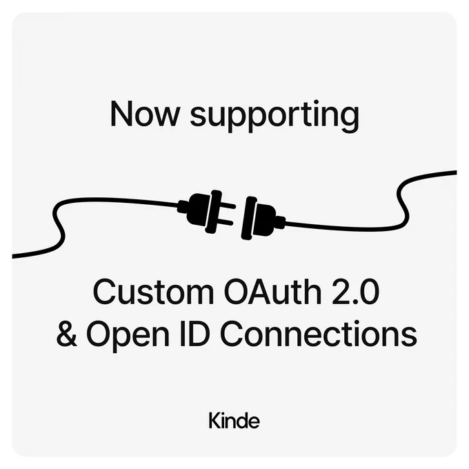 Dark writing on light background - Now supporting customer OAuth 2.0 and Open ID connections. Graphic of a power cord disconnected across the middle of the words.