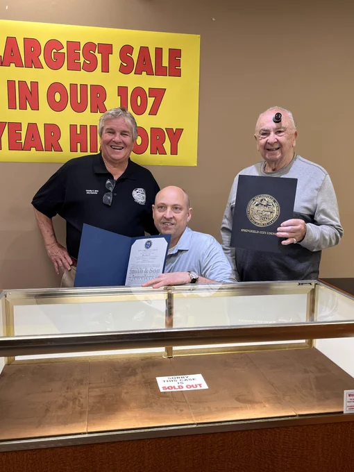 To honor their incredible legacy, Councilor Timothy Allen visited the shop to deliver two official proclamations: one on behalf of Mayor Domenic J. Sarno and another on behalf of the Springfield City Council, recognizing the Smith family for over a century of business, craftsmanship, and commitment to the city of Springfield.