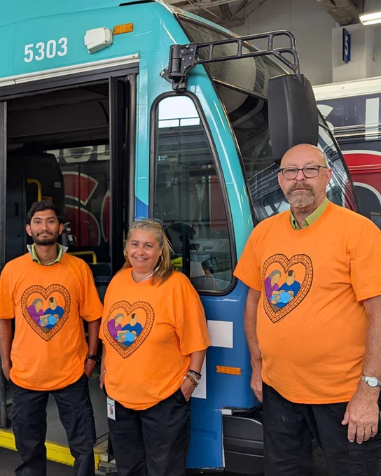 Niagara Transit staff wearing orange shirts to honour the National Day for Truth and Reconciliation.