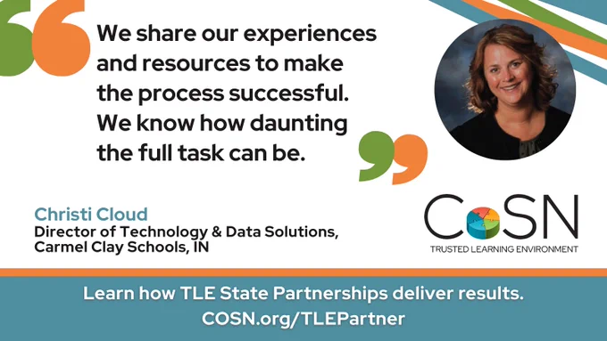 Through CoSN's TLE State Partnership program, 45 districts now hold CoSN’s TLE Seals—boosting vendor oversight, privacy practices & parent trust. Learn how Indiana did it: https://www.cosn.org/wp-content/uploads/2025/08/Indiana-TLE-Case-Study.pdf
Could your state be next?