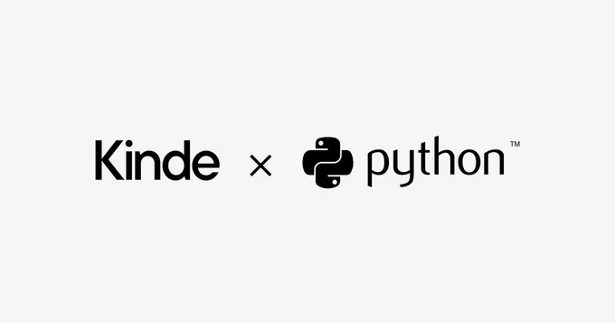 Kinde x Python. Black writing on light background.