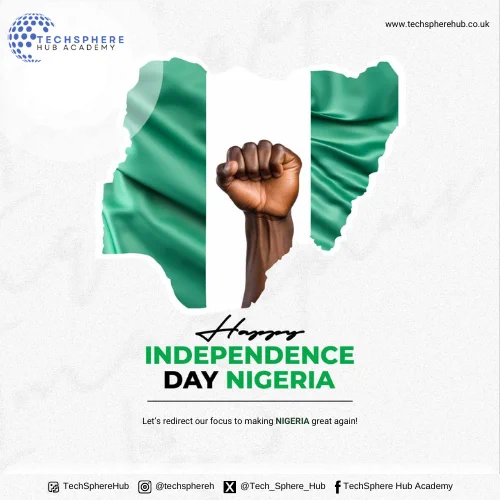 Happy Independence Day Nigeria 2025. Nigeria @65. Techspherehub Nigeria.