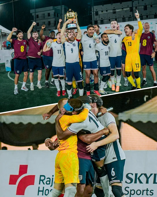 England Blind men's team celebrate winning the IBSA Nations Cup.  
