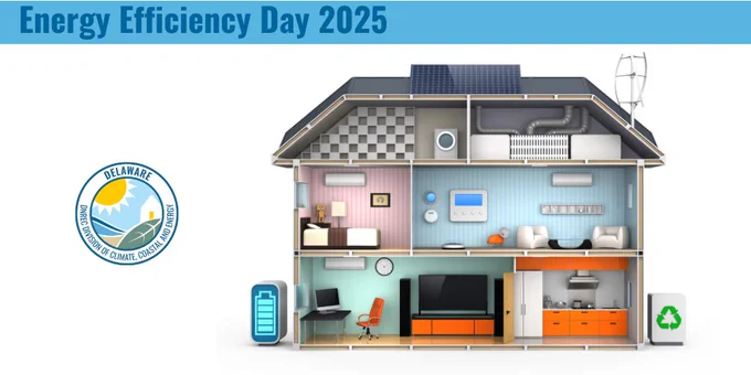 Cutout of house shows energy saving features that will save you money.