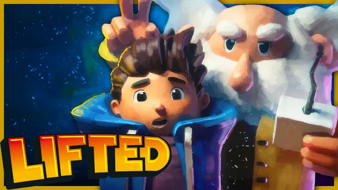 Thumbnail of LIFTED video linked to in the post. A younger boy with spiky brown hair stand besides an older looking white-haired professor. The boy looks slightly alarmed/amazed, whereas the professor looks on resolutely, pointing his fingers off to the distance.
