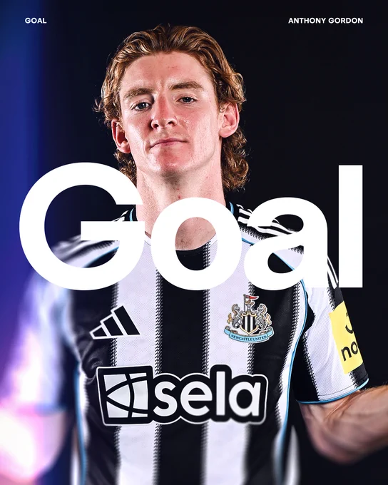 Anthony Gordon goal graphic. 