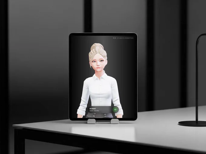 An iPad powered by Spatial Agents, Lifelike AI agents for Customer Assistance