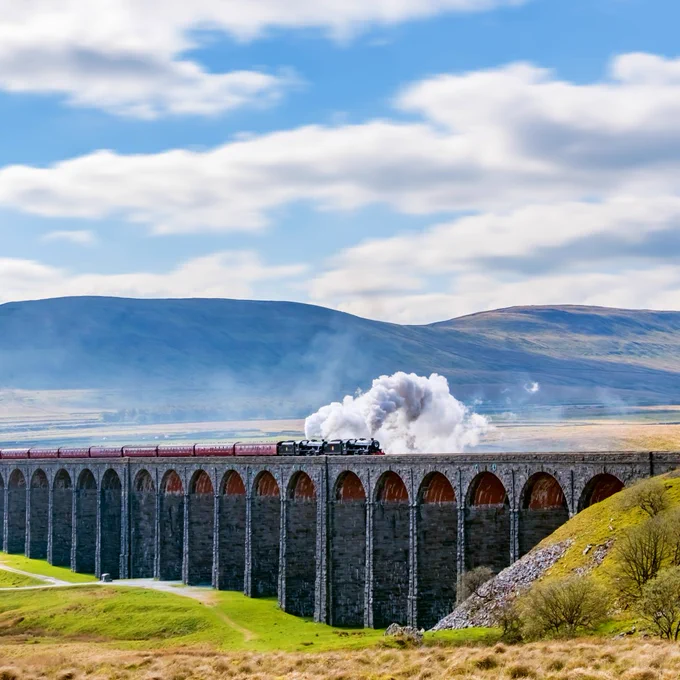 A train on a bridge