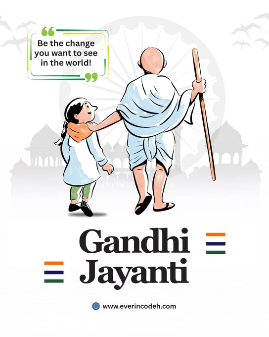 🌍 Honouring Mahatma Gandhi on his Jayanti 🌍

On this Gandhi Jayanti, we remember the Father of the Nation — a beacon of truth, simplicity, and non-violence.

His timeless principles remind us that even the smallest acts of courage and kindness can bring meaningful change.

At Everincodeh, we’re inspired by his vision of peace, integrity, and service, and we strive to reflect these values in our work every day.